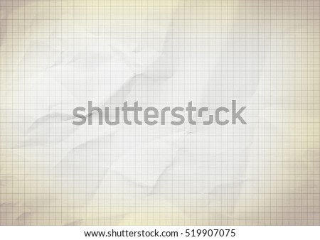 Blank millimeter old crumpled yellow gold paper grid sheet background or textured