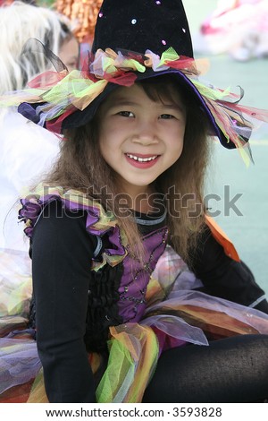Girl dressed-up on witch dress
