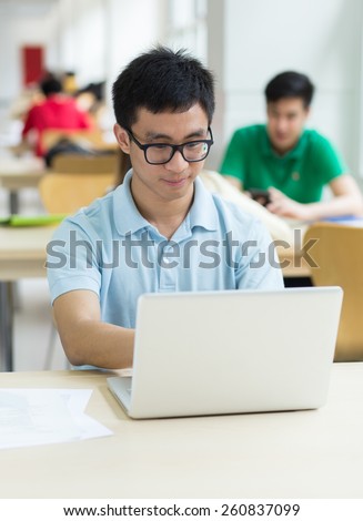 a student studying in the library