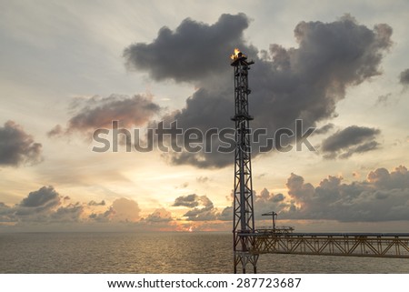 Gas flare from gas production platform