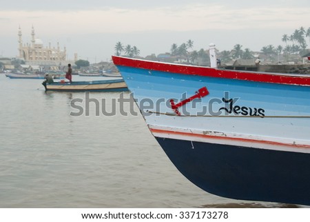 VIZHINJAM, INDIA - FEBRUARY 17: Fishing boat 
