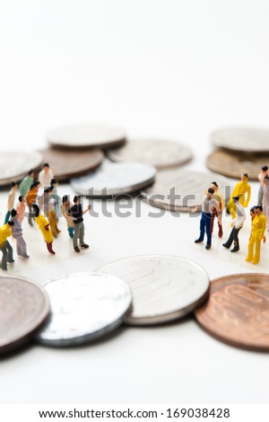 Crowd of human beings and money