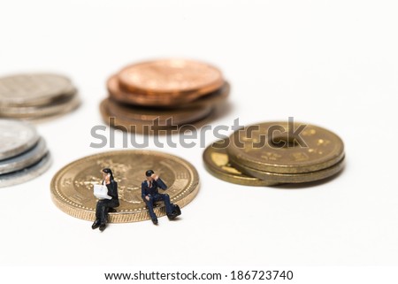 Businessman to work to sit with money
