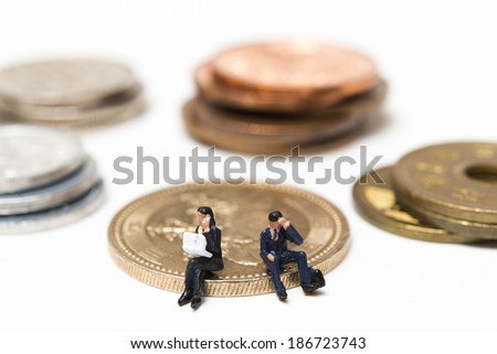 Businessman to work to sit with money