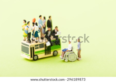 Crowded buses and wheelchair senior