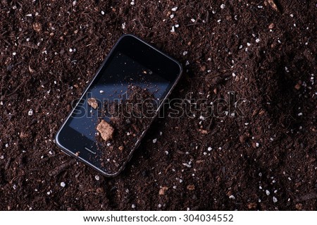 Smart phone dirty with soil