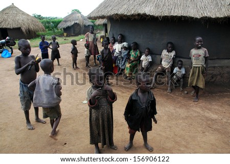 Gulu, Uganda, Africa - Circa May 2005: Unidentified Village Children Circa May 2005 In Uganda, Africa.