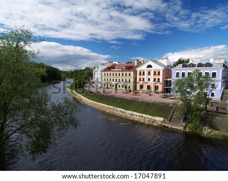 Modern houses on the river