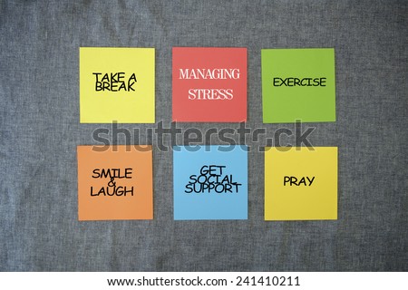 Managing stress concept - Stress management checklist on color stick note.