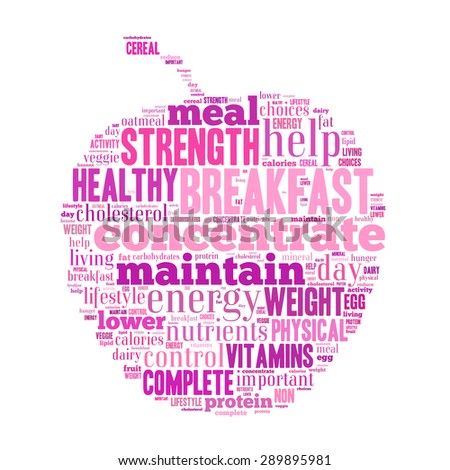 Benefit of breakfast word cloud illustration on white background