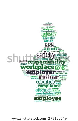Safety at workplace conceptual presented in word cloud
