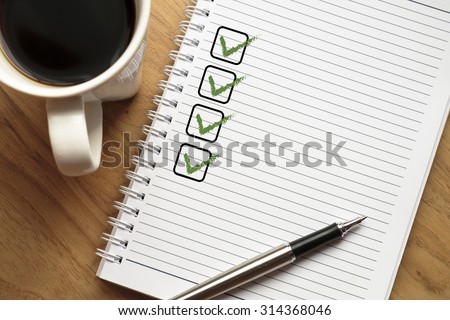Notebook with blank checklist