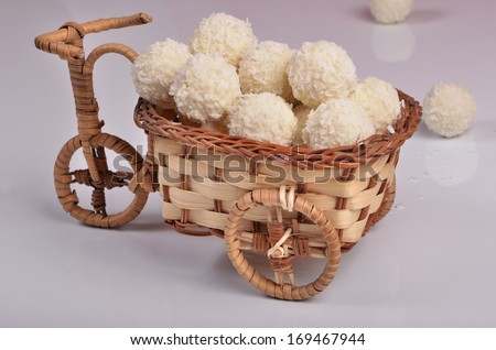 candies in straw cart
