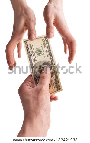 hand gives money