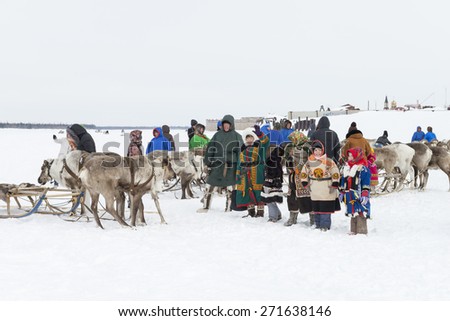 Tarko-Sale, Russia - March 28, 2015: Nenets at national festival \