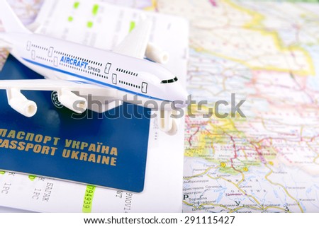 Travel concept with money documents and map