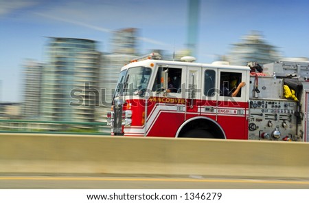 stock photo fire truck in movement