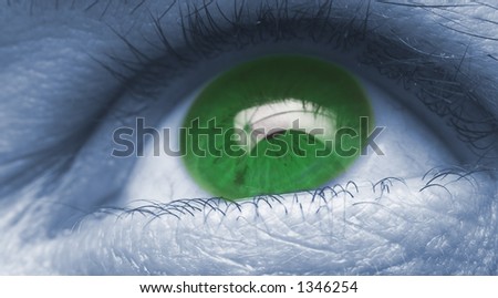 eye close up blue and green color