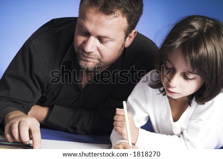 Father And Daughter Holding Hands Drawing. stock photo : father and