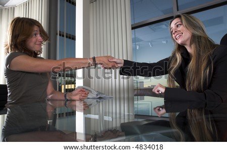 business interview themes with two women in an office
