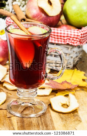 Apple tea. Winter hot drink with spices