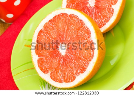 the sliced red grapefruit