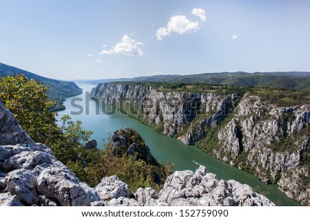Danube Gorge, Danube In Djerdap National Park, Serbia. Danube Gorge &Quot;Iron Gate&Quot; On The Serbian-Romanian Border
