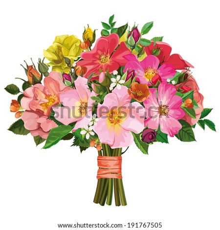bouquet of colored roses tied with a ribbon bouquet of colored roses tied with a ribbon