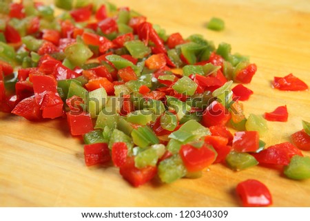 Red and Green pepper cut in pieces