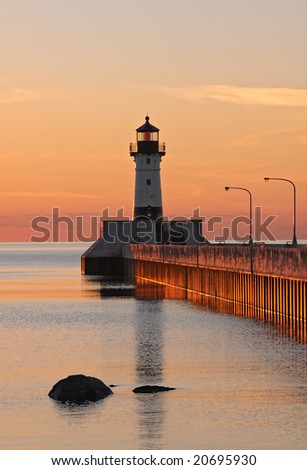 Great Lake Harbor Lighthouse Sunrise - Duluth Minnesota