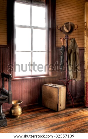 Train Depot - coat rack, window, spittoon