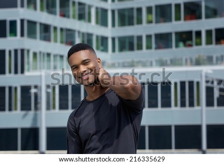 Close up portrait of a handsome young man with happy expression on face