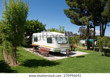 Caravan in a relaxing nature camp site