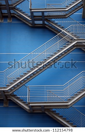 Detail of the geometric stairs of a building located at the Nations Park in city of Lisbon, Portugal