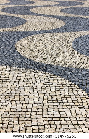 Detail of a typical portuguese pavement at Lisbon, Portugal