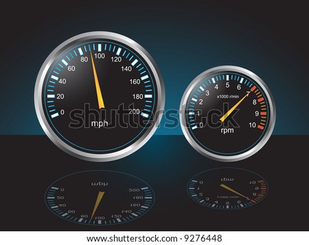 stock vector Auto Dashboard Gauges with Reflections Vector
