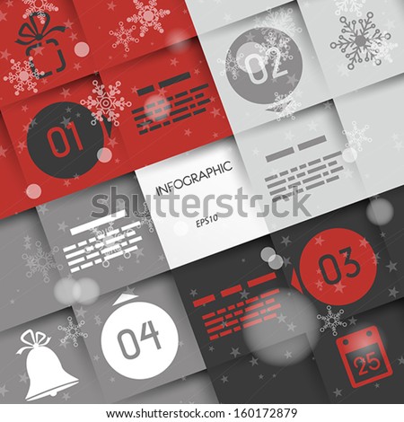 red big square christmas infographic four options with ring and icons infographic concept red big square christmas infographic four options with ring and icons infographic concept