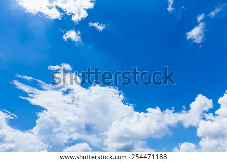 Beautiful blue sky with clouds background template with some space for input text message, sky daylight, natural sky composition