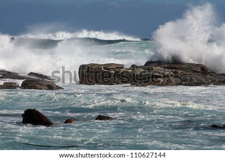 Crashing waves at the Cape of Good Hope, South Africa. Where the Indian and Atlantic Oceans meet.