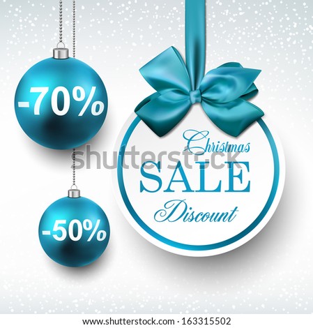 Holiday blue paper round labels Christmas sale balls Vector illustration Holiday blue paper round labels Christmas sale balls Vector illustration