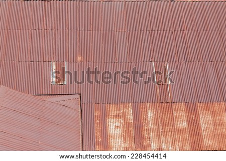 Old rusty galvanized iron roof in Thailand