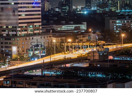 Night time of toll express way station ,Bangkok Thailand