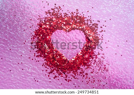 Heart shape inside art nail sticker on pink background,valentine concept