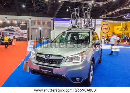 Nonthaburi,Thailand - March 26th, 2015: Subaru Forester,an SUV disigned with comfort and versatility in mind,showed in Thailand the 36th Bangkok International Motor Show on 26 March 2015