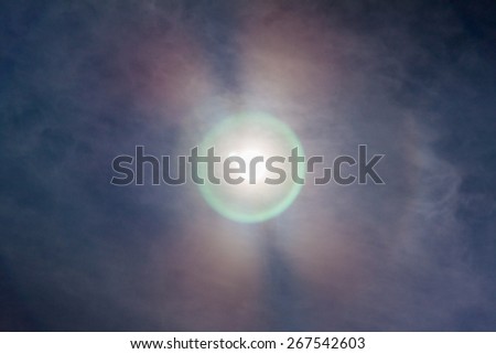 fantastic beautiful sun halo phenomenon in thailand at afternoon