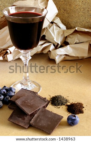 Red wine, dark chocolate, blueberries, green and black tea, bioflavonoid rich foods.