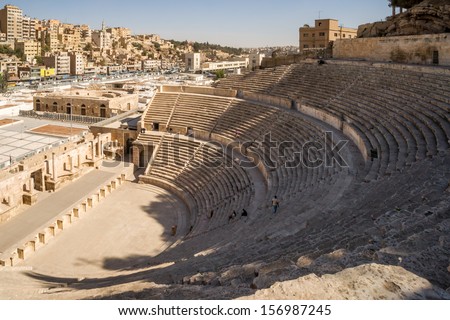 A View Over The Ancient Roman Theatre In Jordan\'S Capital Amman
