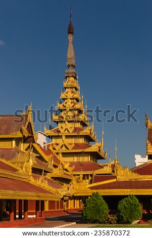 View of the Myey Nan Taw, the building housing the Lion Throne, at the Mandalay Royal Palace compound