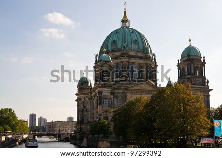 BERLIN, GERMANY - SEPTEMBER 24: The baroque style Berlin Cathedral on Sept. 24, 2011 in Berlin, Germany. The cathedral is used for official  divine services at state visits and political events.