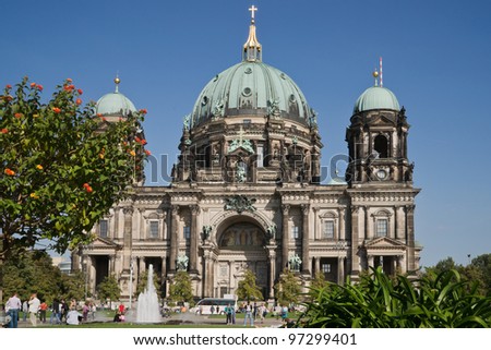 BERLIN, GERMANY - SEPTEMBER 24: Thebaroque style Berlin Cathedral on Sept. 24, 2011 in Berlin, Germany. The cathedral is used for official  divine services at state visits and political events.